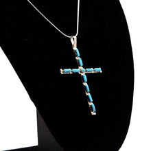 Load image into Gallery viewer, Zuni Cross Pendant – Sterling Silver with Turquoise
