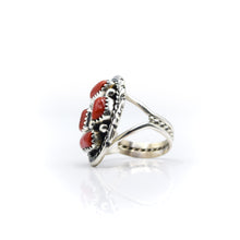 Load image into Gallery viewer, Navajo Multi-stone Coral Ring in Sterling Silver
