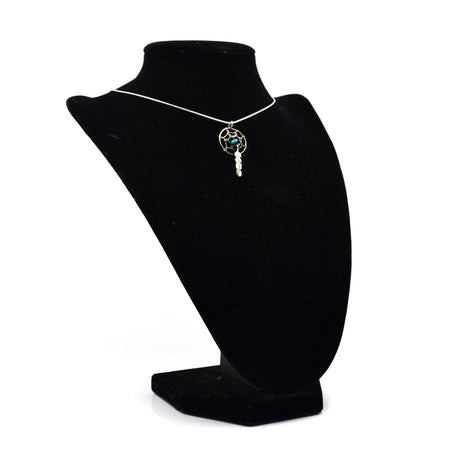 Navajo Dreamcatcher Pendant – Sterling Silver with Turquoise and Feather
