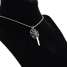 Load image into Gallery viewer, Navajo Dreamcatcher Pendant – Sterling Silver with Turquoise and Feather
