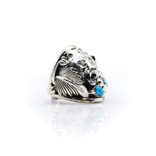 Load image into Gallery viewer, Navajo Bear Turquoise Ring in 925 Silver
