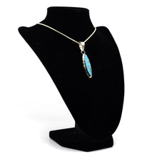 Load image into Gallery viewer, Zuni Turquoise Pendant – Sterling Silver with Channel Inlay
