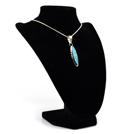 Zuni Turquoise Pendant – Sterling Silver with Channel Inlay