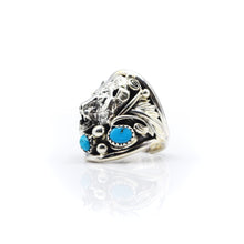 Load image into Gallery viewer, Navajo Bear Turquoise Ring in 925 Silver
