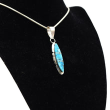 Load image into Gallery viewer, Zuni Turquoise Pendant – Sterling Silver with Channel Inlay

