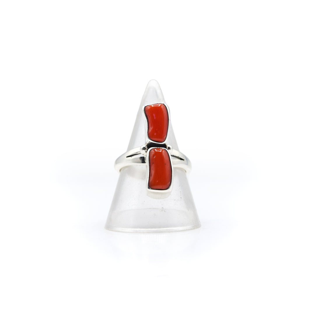 Navajo Coral Ring in Sterling Silver