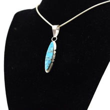 Load image into Gallery viewer, Zuni Turquoise Pendant – Sterling Silver with Channel Inlay
