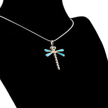 Load image into Gallery viewer, Zuni Dragonfly Pendant – Sterling Silver with Turquoise
