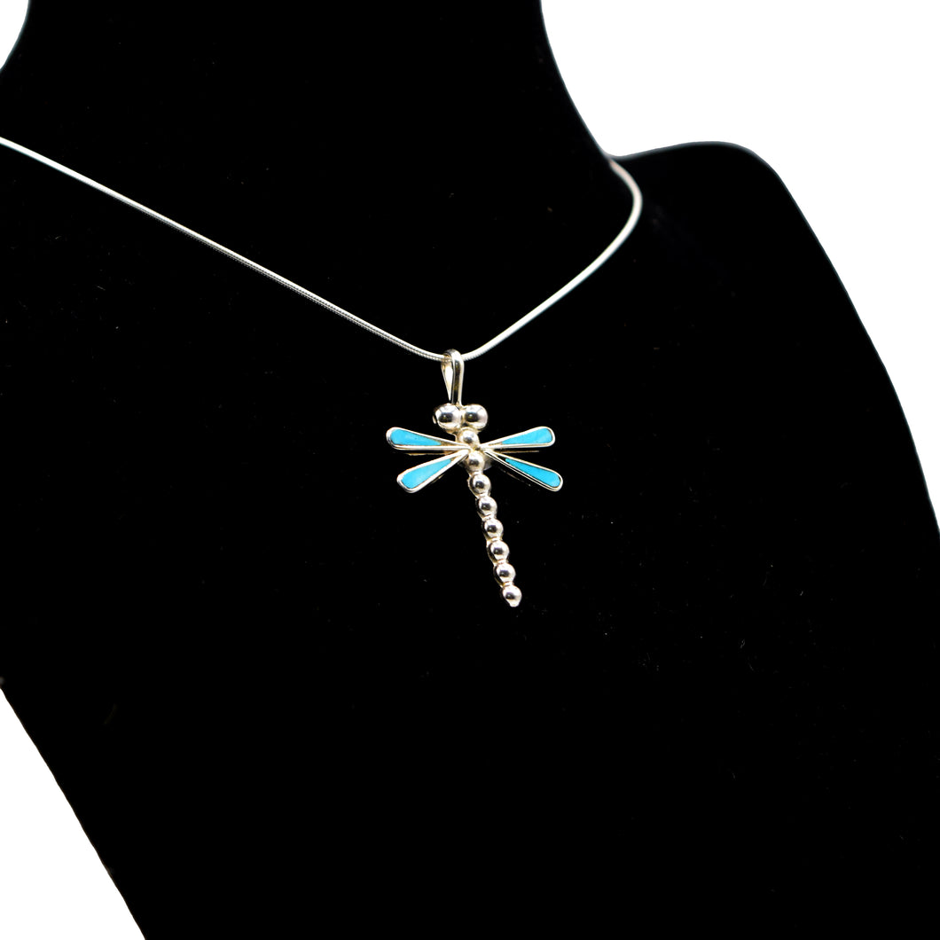 Zuni Dragonfly Pendant – Sterling Silver with Turquoise