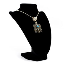 Load image into Gallery viewer, Zuni Eagle Pendant – Sterling Silver with Turquoise, Hammer &amp; Stamp Work
