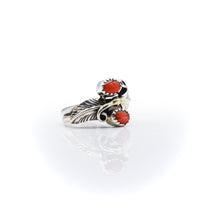 Load image into Gallery viewer, Navajo Coral RIng in Sterling Silver
