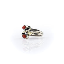 Load image into Gallery viewer, Navajo Coral RIng in Sterling Silver
