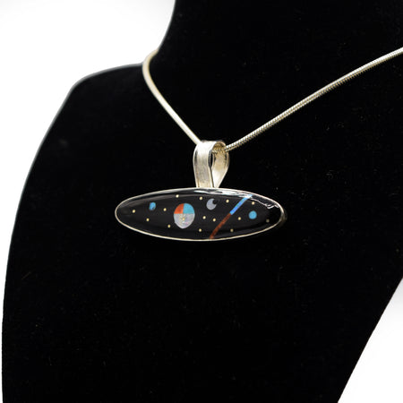 Zuni Night Sky Pendant – Sterling Silver with Sunface, Moon & Stars