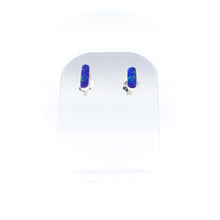 Load image into Gallery viewer, Zuni Synthesized Dark Bluer Opal Earrings in 925 Silver
