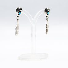 Load image into Gallery viewer, Navajo Bear Paw and feathers earrings in Sterling Silver
