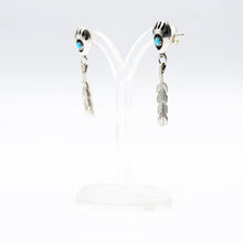 Load image into Gallery viewer, Navajo Bear Paw and feathers earrings in Sterling Silver
