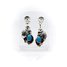 Load image into Gallery viewer, Navajo Floral Turquoise Earrings in Sterling Silver
