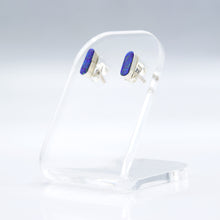 Load image into Gallery viewer, Zuni Synthesized Dark Bluer Opal Earrings in 925 Silver
