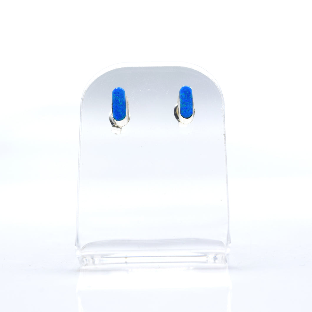 Zuni Synthesized Light Blue Opal Earrings in 925 Silver