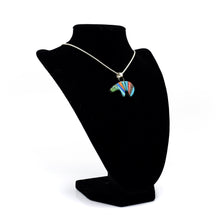 Load image into Gallery viewer, Zuni Bear Pendant – Sterling Silver with Mosaic Inlay
