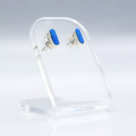 Zuni Synthesized Light Blue Opal Earrings in 925 Silver