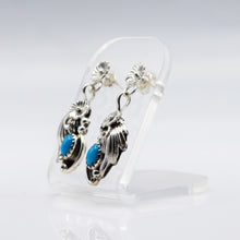 Load image into Gallery viewer, Navajo Floral Turquoise Earrings in Sterling Silver
