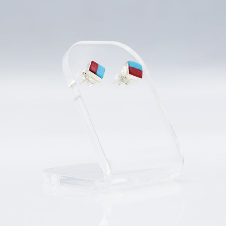 Zuni Turquoise and Coral earrings in sterling silver