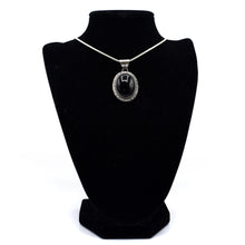 Load image into Gallery viewer, Navajo Onyx Pendant – Sterling Silver with Rope Work
