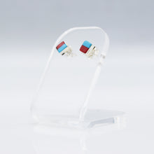Load image into Gallery viewer, Zuni Turquoise and Coral earrings in sterling silver
