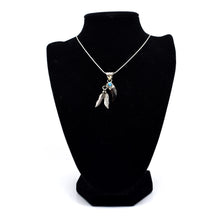 Load image into Gallery viewer, Zuni Bear Claw Pendant – Sterling Silver with Turquoise and Hanging Feathers
