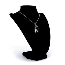 Load image into Gallery viewer, Zuni Bear Claw Pendant – Sterling Silver with Turquoise and Hanging Feathers
