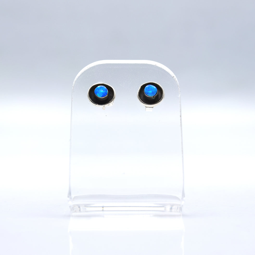 Zuni Synthesized Opal Earrings in 925 Silver