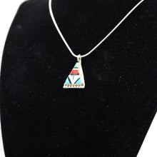 Load image into Gallery viewer, Zuni Channel Inlay Pendant – Sterling Silver with Turquoise, Coral, Mother of Pearl &amp; Onyx
