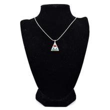 Load image into Gallery viewer, Zuni Channel Inlay Pendant – Sterling Silver with Turquoise, Coral, Mother of Pearl &amp; Onyx
