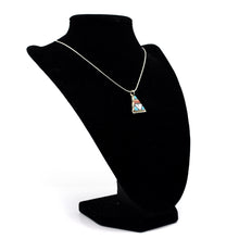 Load image into Gallery viewer, Zuni Channel Inlay Pendant – Sterling Silver with Turquoise, Coral, Mother of Pearl &amp; Onyx
