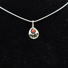 Load image into Gallery viewer, Zuni Bear Paw Pendant – Sterling Silver with Coral
