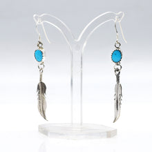 Load image into Gallery viewer, Navajo Turquoise Feathers Earrings in 925 Silver
