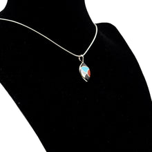 Load image into Gallery viewer, Zuni Channel Inlay Pendant – Sterling Silver with Turquoise, Coral, Mother of Pearl &amp; Onyx

