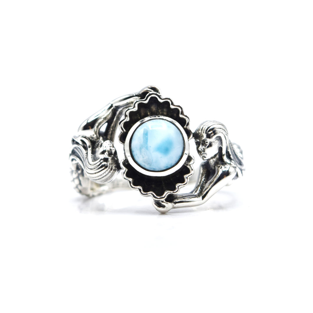 Larimar Mermaid Ring 925 Silver