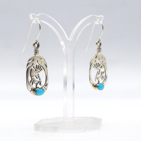 Navajo Kokopelli Earrings in 925 Silver