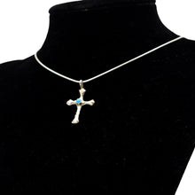 Load image into Gallery viewer, Zuni Cross Pendant – Sterling Silver with Turquoise
