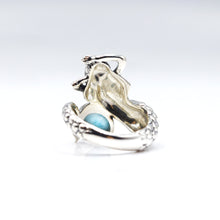 Load image into Gallery viewer, Larimar Mermaid Ring 925 Silver
