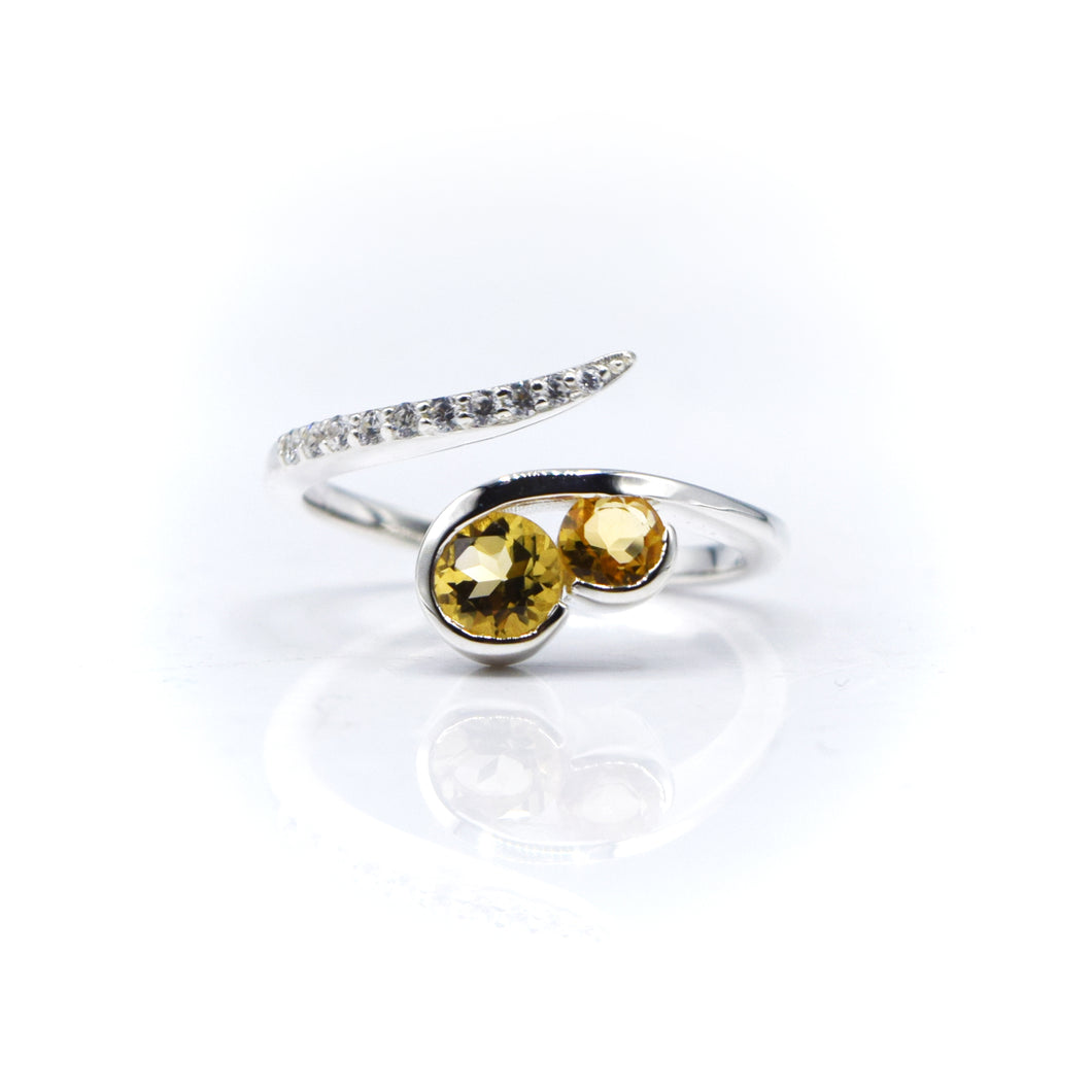 Citrine and Topaz Ring 925 Silver