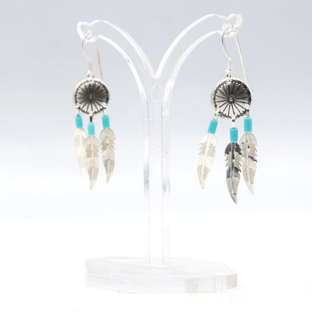 Navajo feather earrings in sterling silver