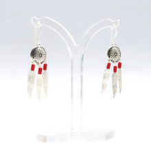 Load image into Gallery viewer, Navajo feather earrings in sterling silver
