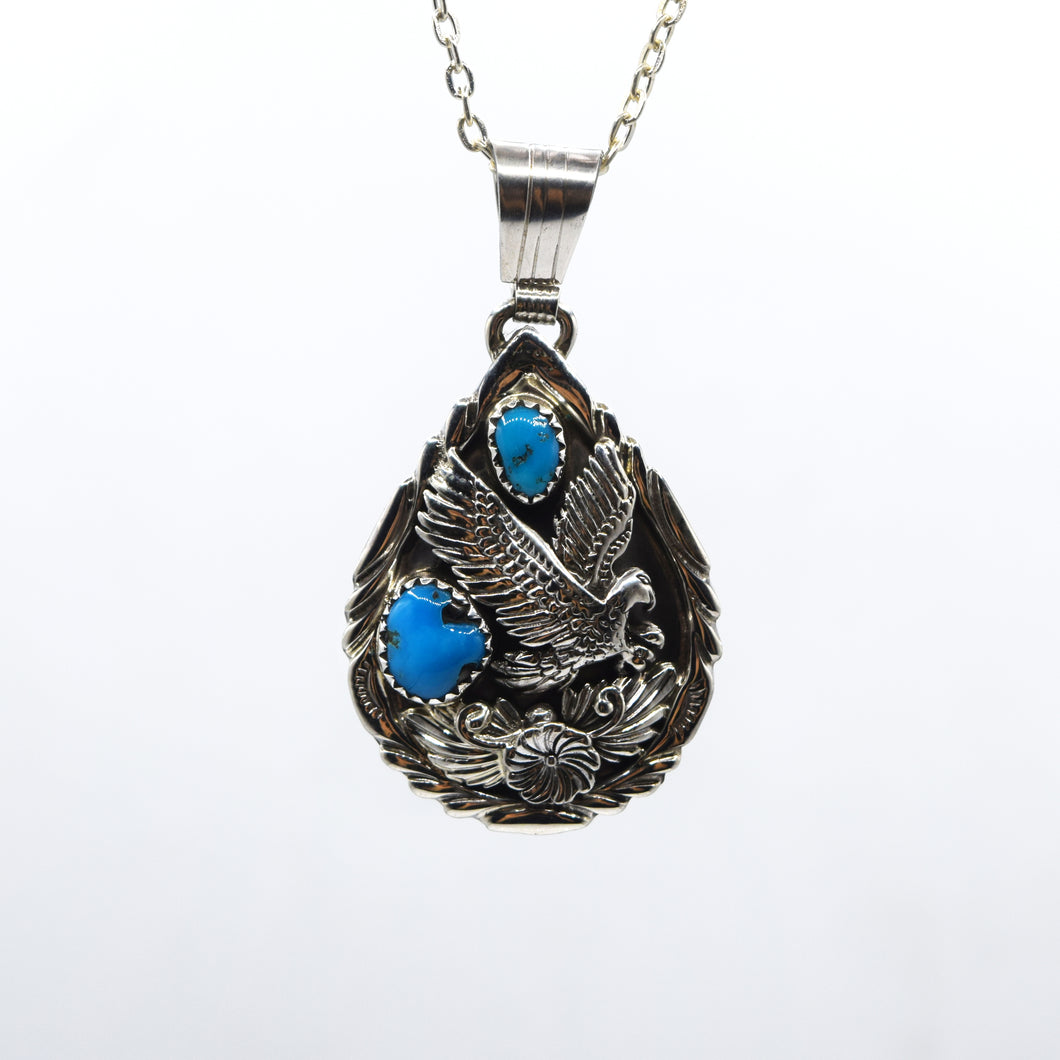 Navajo Eagle Turquoise pendant in 925 Silver