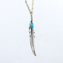Load image into Gallery viewer, Navajo Feather Turquoise Pendant in 925 Silver
