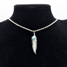 Load image into Gallery viewer, Navajo Feather Turquoise Pendant in 925 Silver
