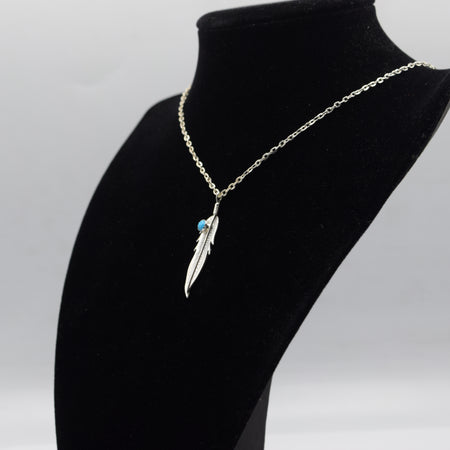 Navajo Feather Turquoise Pendant in 925 Silver