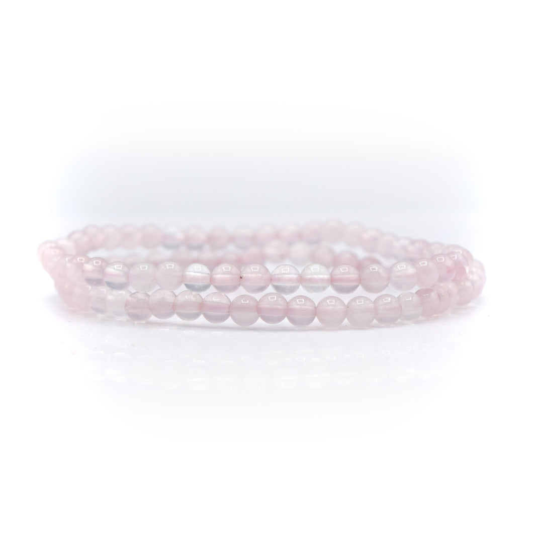 Rose Quartz 4mm Beaded Bracelet